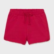 Mayoral baby girl's bright red track shorts.