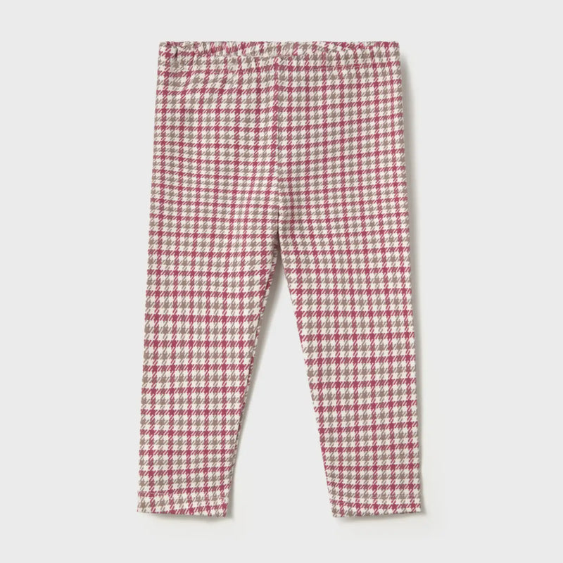 Mayoral pink and beige houndstooth leggings.