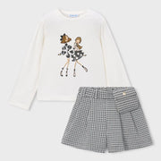 Mayoral girl's houndstooth shorts set - 04033.