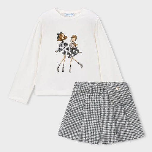 Mayoral girl's houndstooth shorts set - 04033.