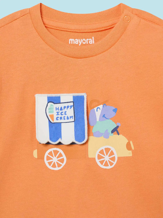 Closer view of the Mayoral ice cream t-shirt.