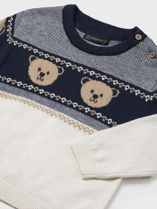 Closer look at the Mayoral jacquard jumper.