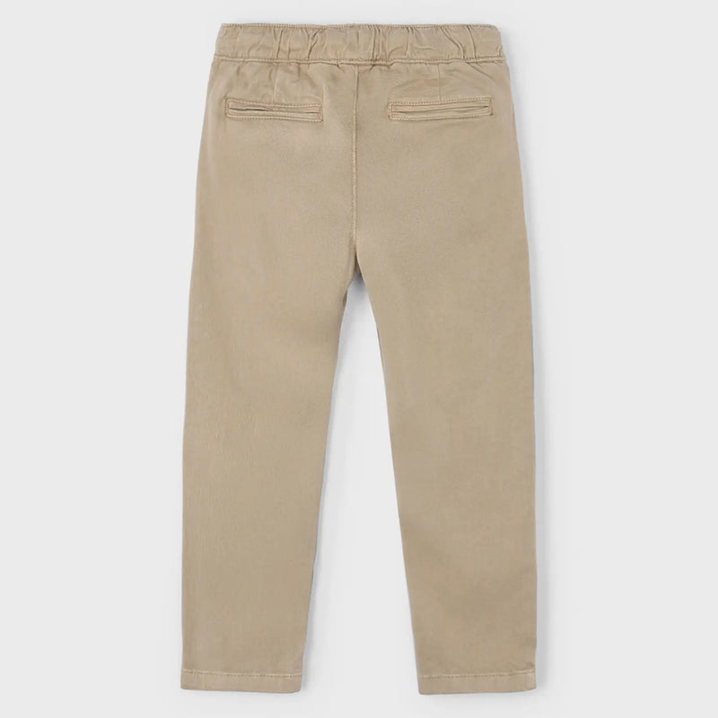 Back of the Mayoral tan jogger pants.