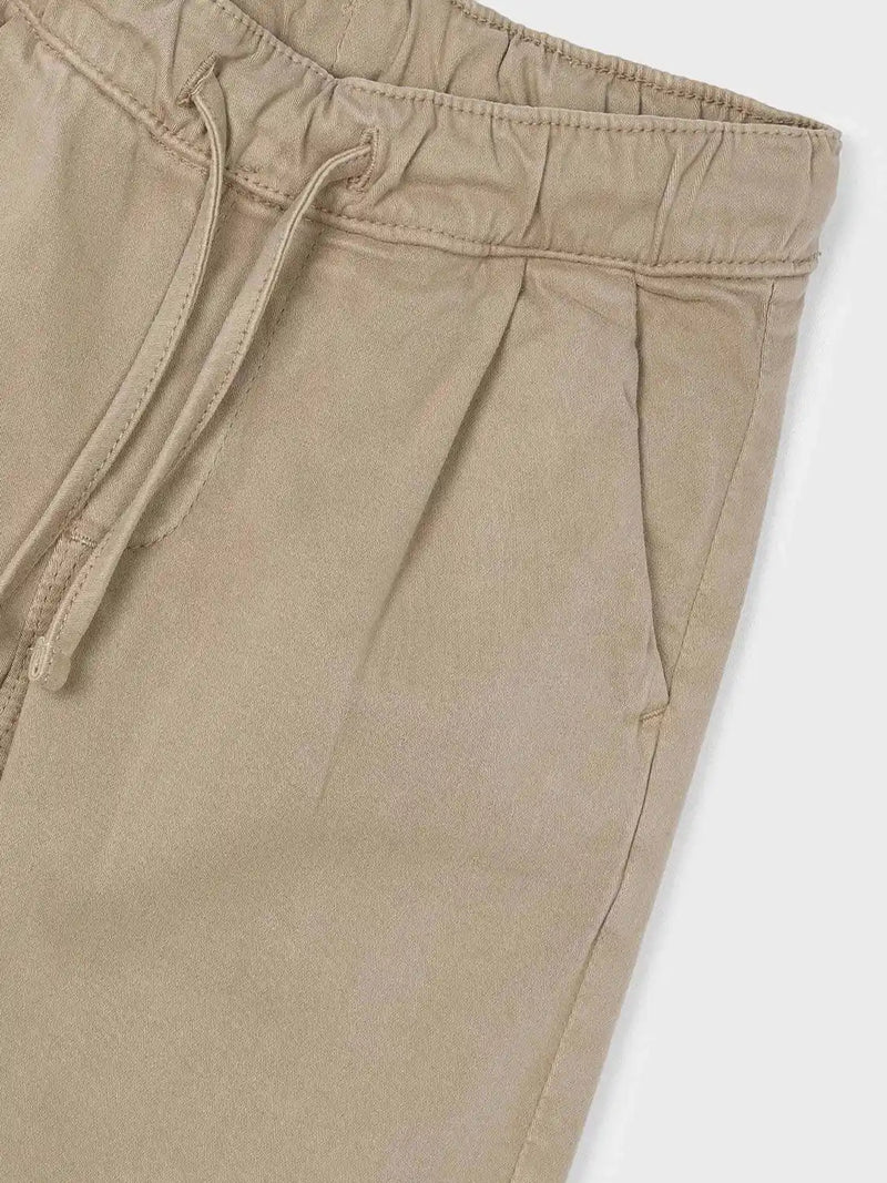 Closer look at the Mayoral jogger pants showing detail of the drawstring waistband