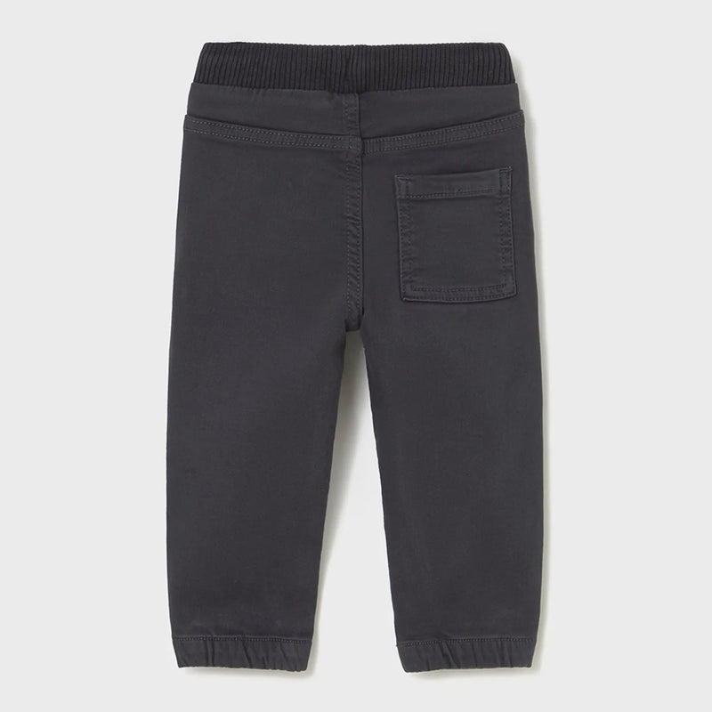 Rear view of the Mayoral black jogger pants.