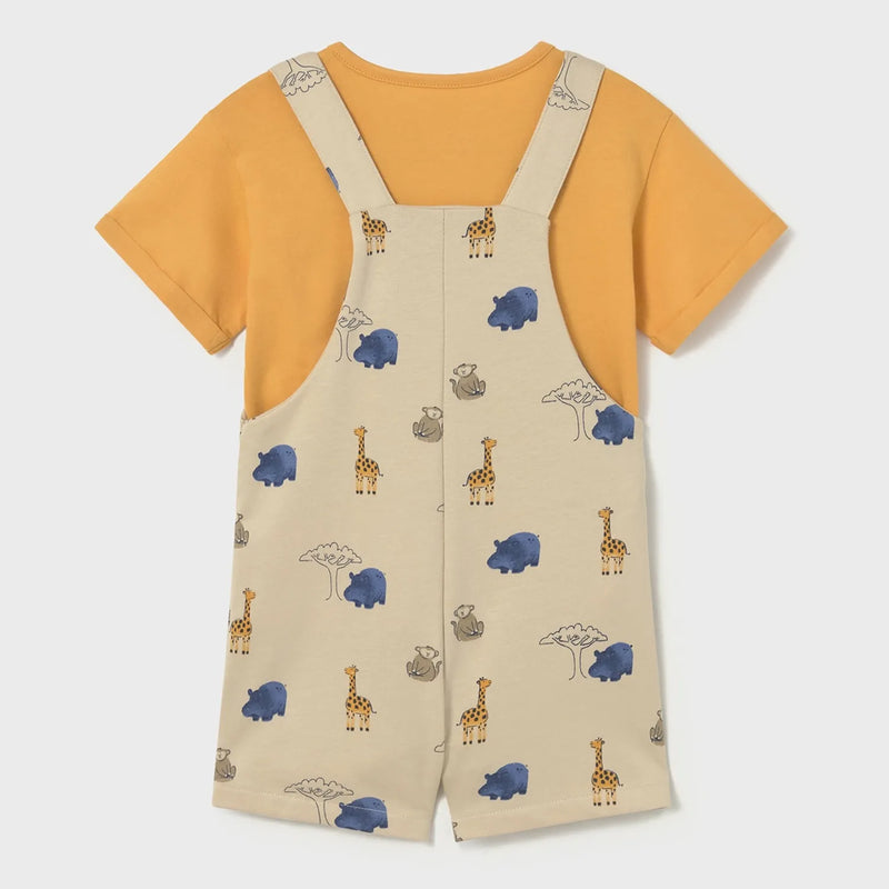 Rear view of the Mayoral dungarees set.