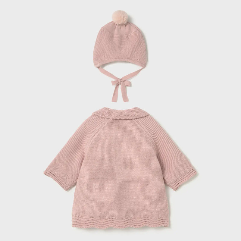 Back of the Mayoral pink knitted coat.