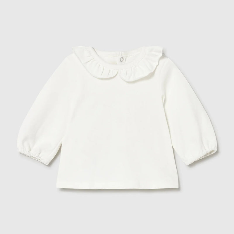 Baby girl's long sleeve white top.