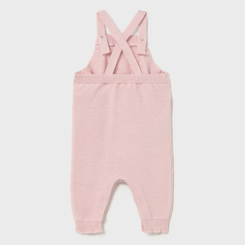 Mayoral knitted dungarees in light pink.
