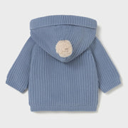 Back of the Mayoral blue rib knit jacket.