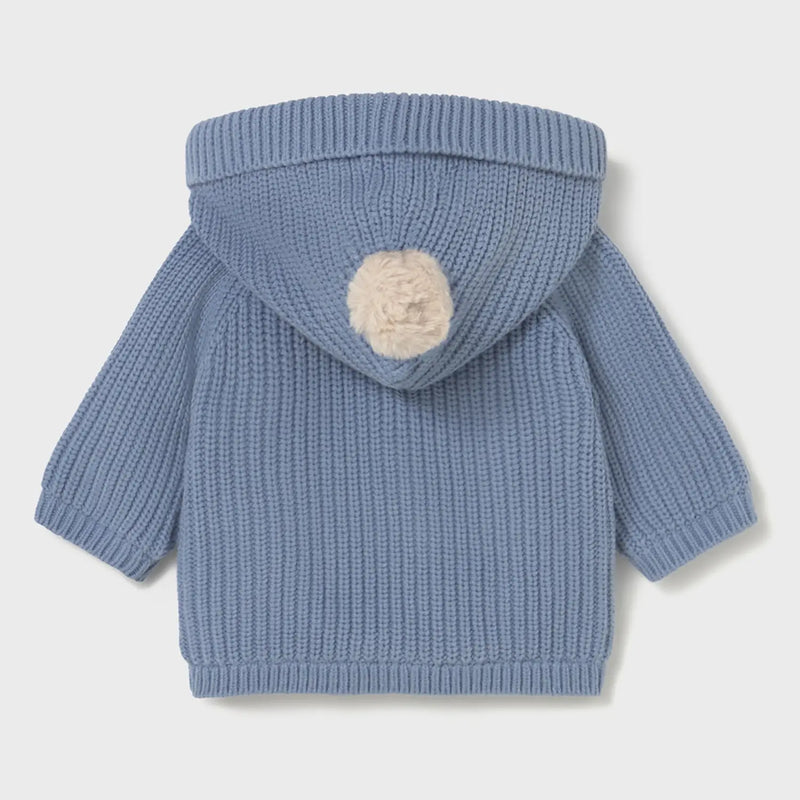 Back of the Mayoral blue rib knit jacket.