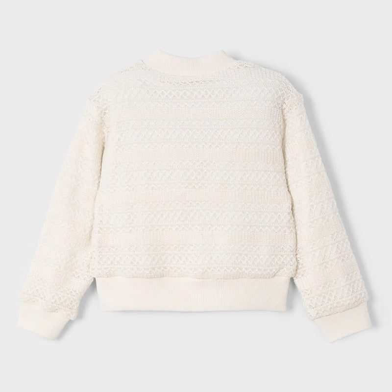 Back of the Mayoral cream knitted jacket.