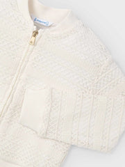 Closer look at the Mayoral knitted jacket.