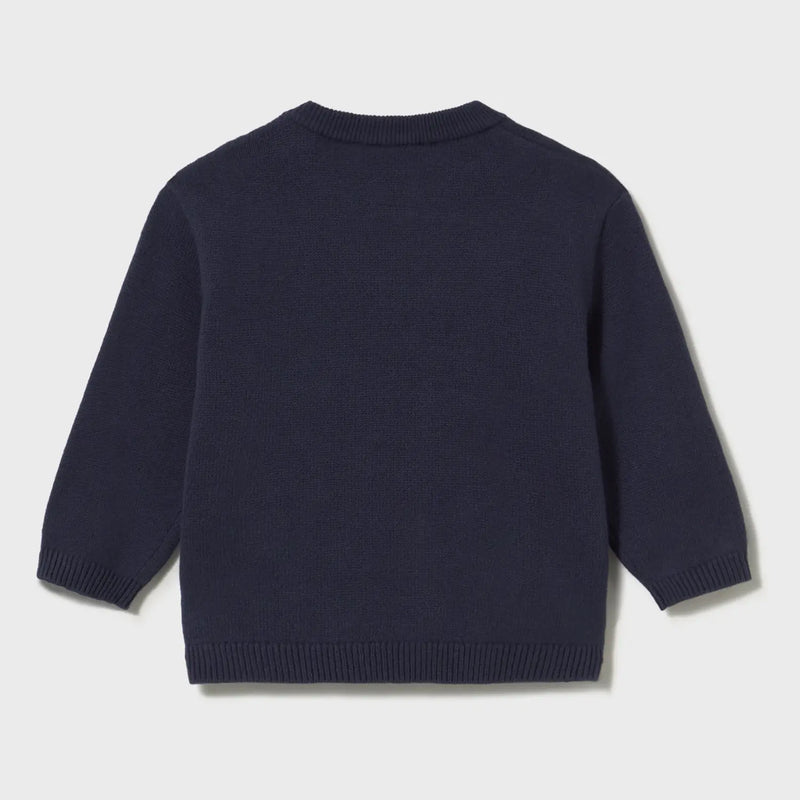 Back of the Mayoral navy knitted jumper.
