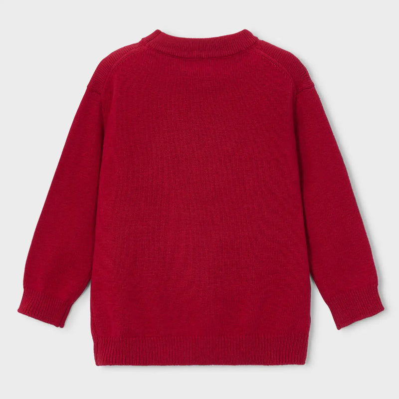 Back of the Mayoral red knitted jumper.