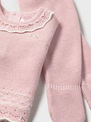 Closer view of the Mayoral knitted leg warmer set.