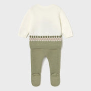 Rear view of the Mayoral knitted leg warmer set.