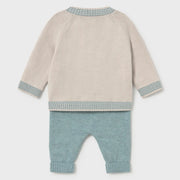 Back of the Mayoral green and beige knitted set.