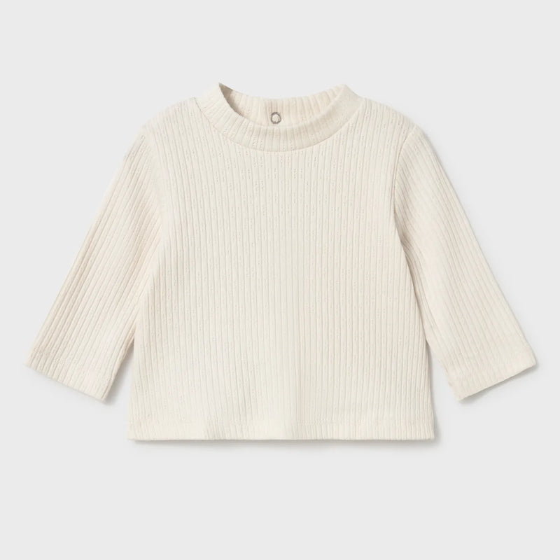 Mayoral baby girl's long sleeve cream top.