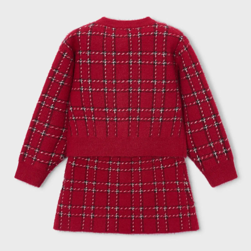 Back of the Mayoral knitted skirt set.