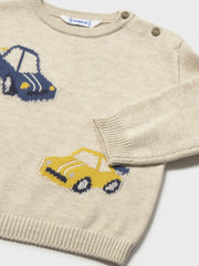 Closer view of the Mayoral knitted sweater.