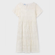 Rear view of the Mayoral cream lace dress.