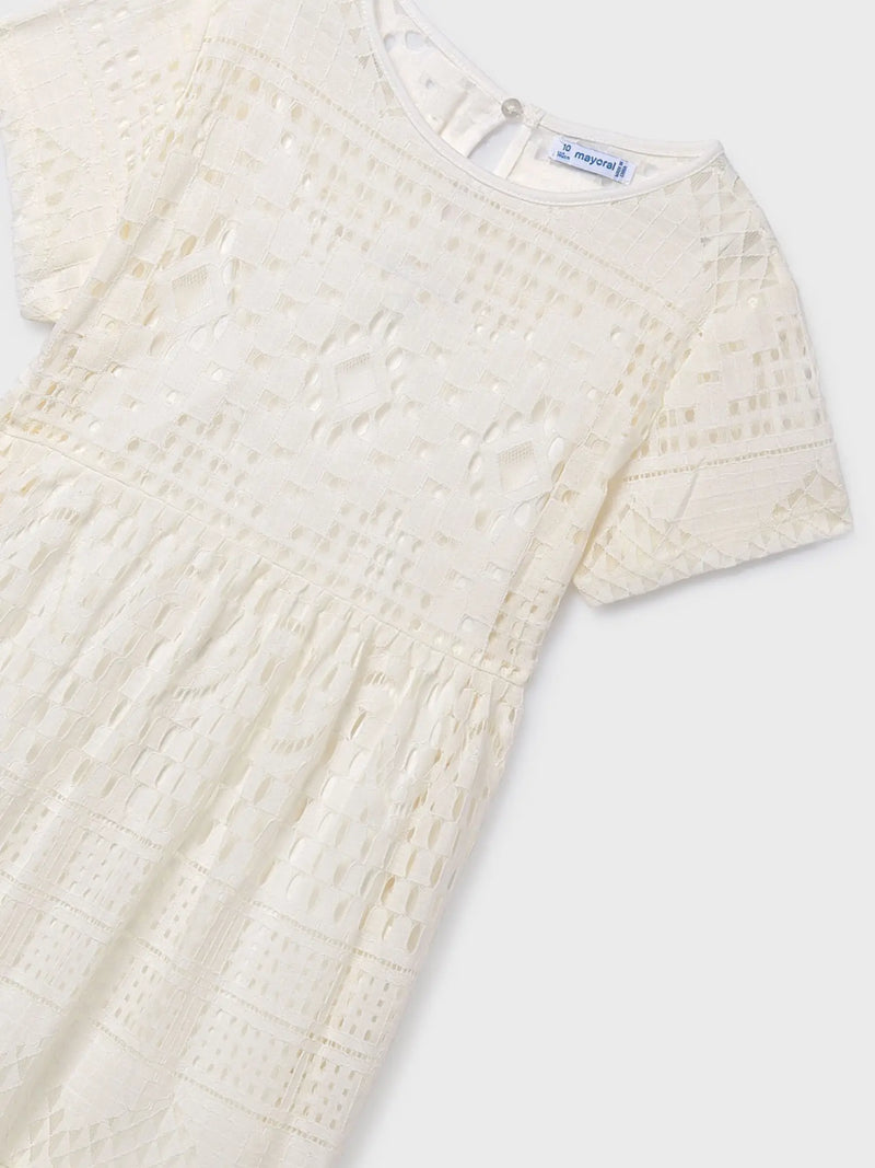 Closer view of the Mayoral lace dress.