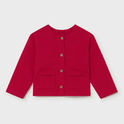 Mayoral baby girl's deep red cardigan.