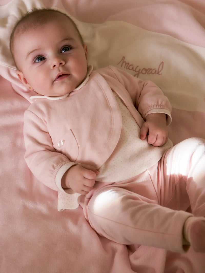 Baby girl wearing the Mayoral leggings set.