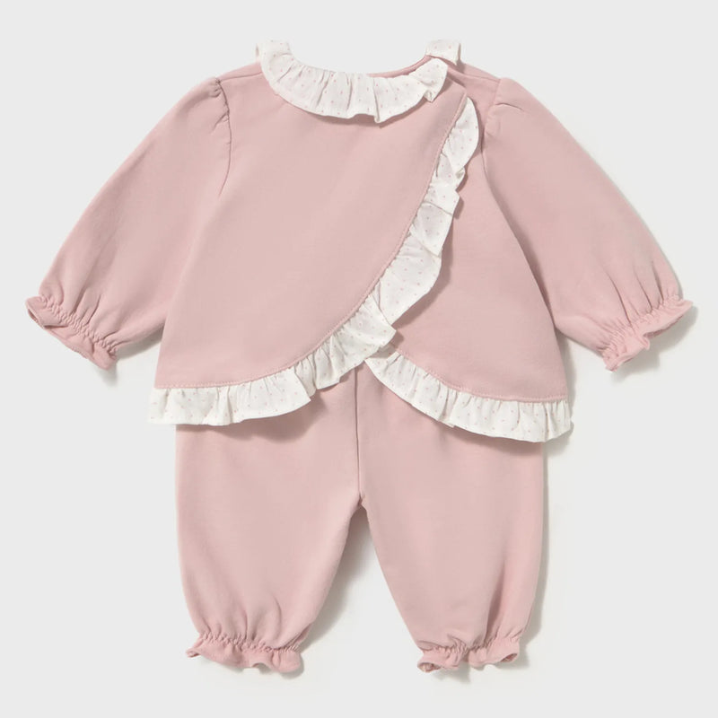 Rear view of the Mayoral pink leggings set.