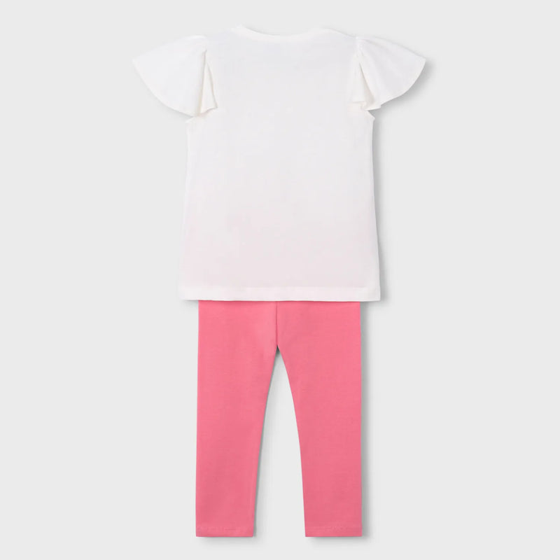 Rear view of the Mayoral pink leggings set.