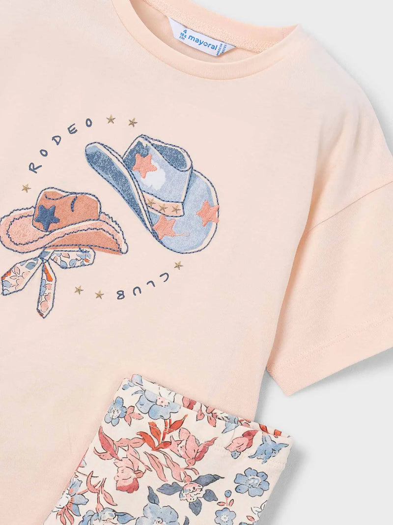 Mayoral Floral Print Leggings Set - Salmon