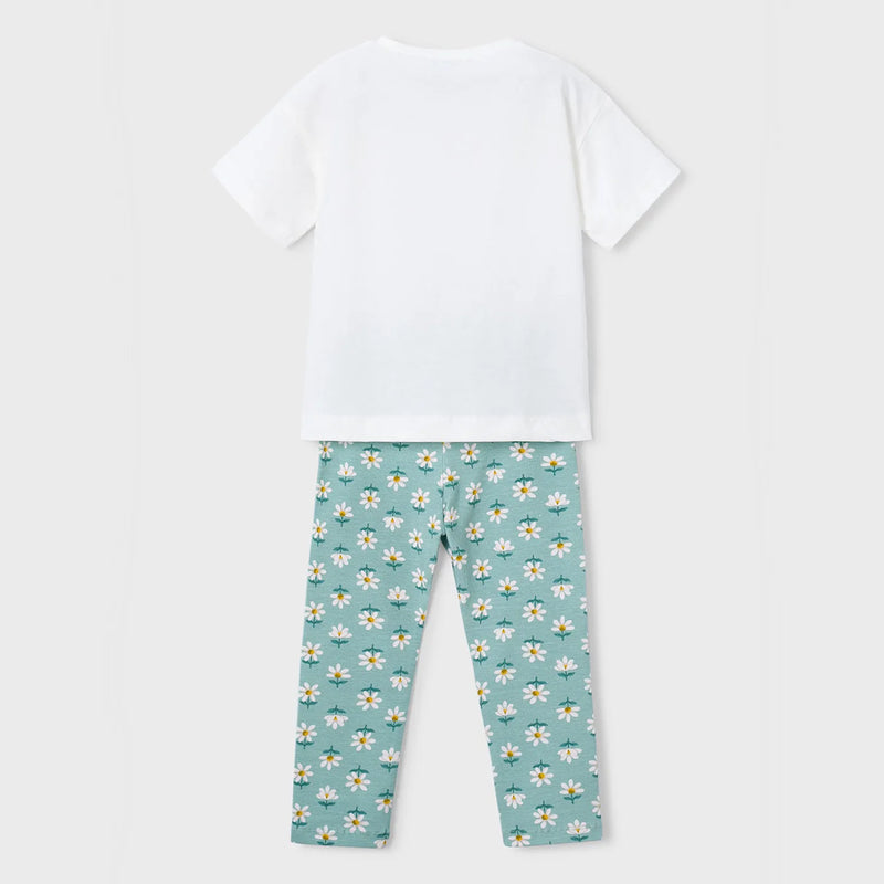 Mayoral Floral Print Leggings Set - Green