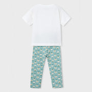 Back of the Mayoral green floral print leggings set.