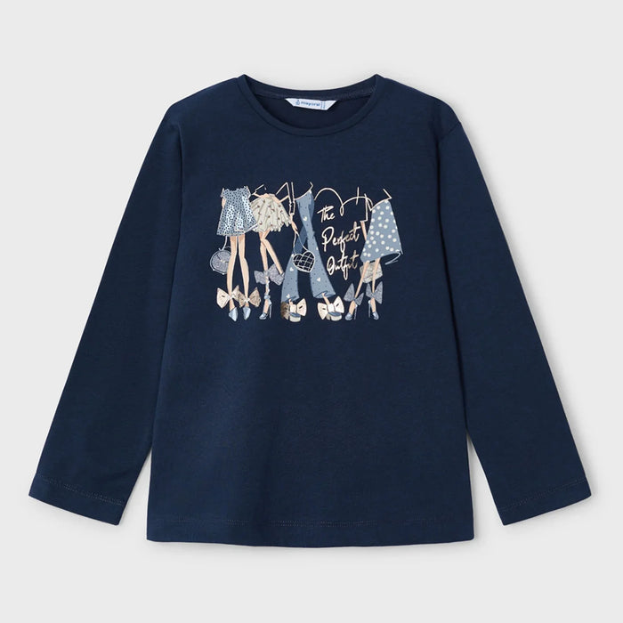 Girl's navy long sleeve top.