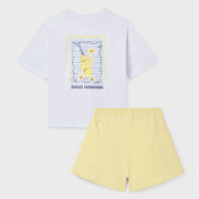 Back of the Mayoral girl's lemonade shorts set.
