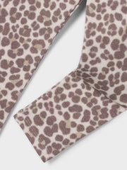 Closer view of the Mayoral leopard print leggings.