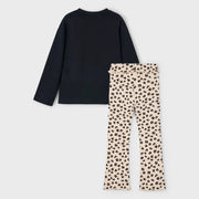 Rear view of the Mayoral leopard print leggings set.