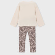 Rear view of the Mayoral girl's leopard print leggings set.