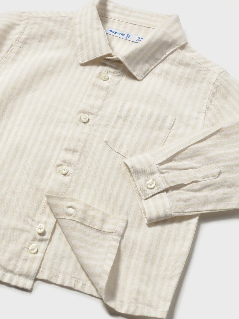 Closer look at the Mayoral striped shirt.