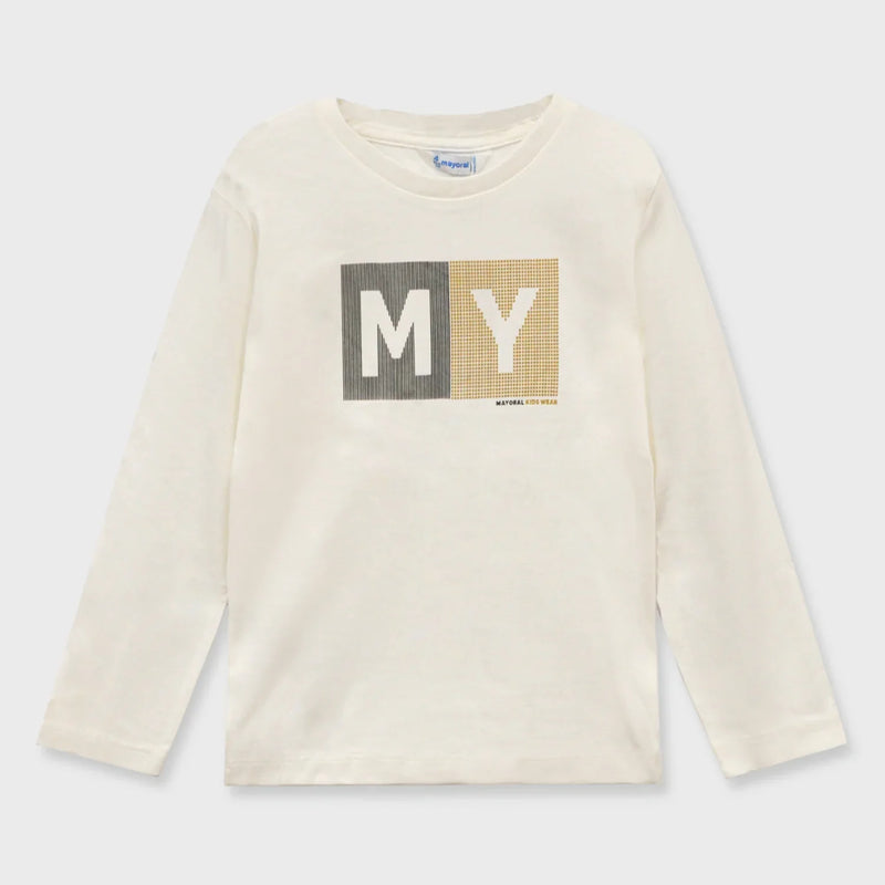 Mayoral cream logo t-shirt - 00173.