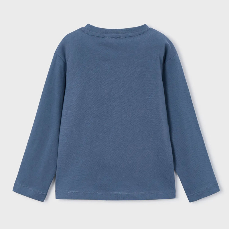 Back of the Mayoral blue logo t-shirt.