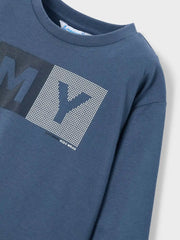 Closer look at the Mayoral logo t-shirt.