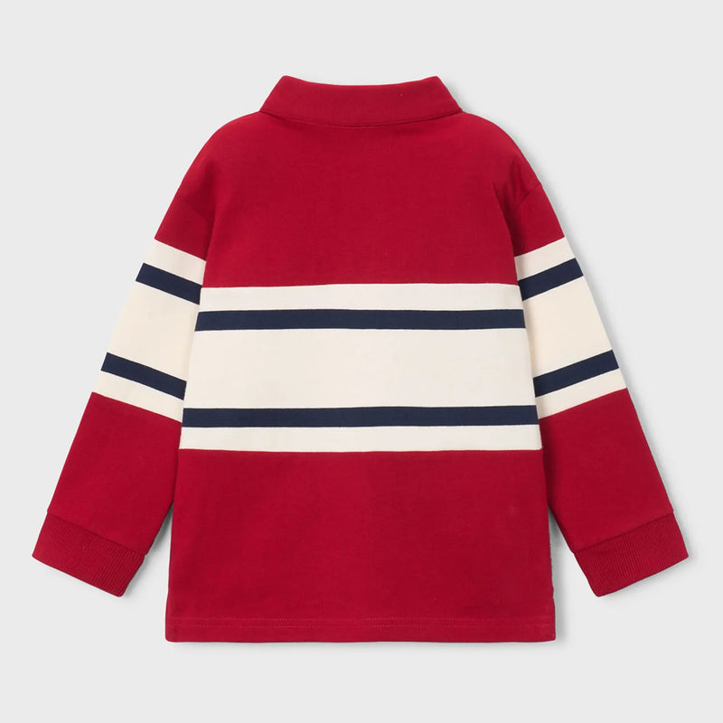 Back of the Mayoral long sleeve colourblock polo shirt.