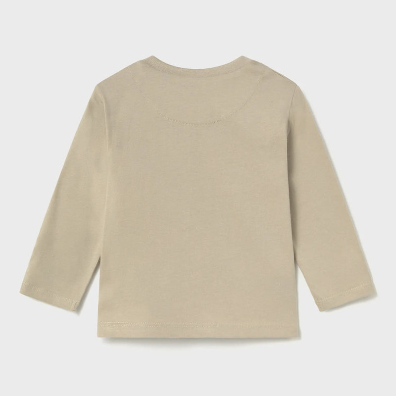 Back of the Mayoral beige long sleeve dino t-shirt.
