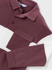 Closer look at the Mayoral long sleeve polo shirt.