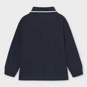 Back of the Mayoral navy long sleeve polo shirt.