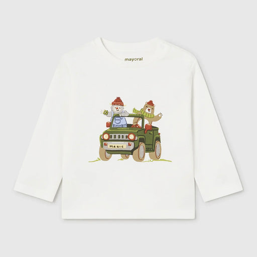 Mayoral boy's cream l/s t-shirt - 02034.