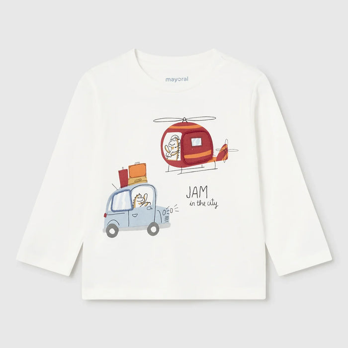 Mayoral boy's cream l/s t-shirt - 02038.