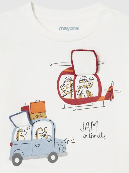 Mayoral cream t-shirt with interactive print.